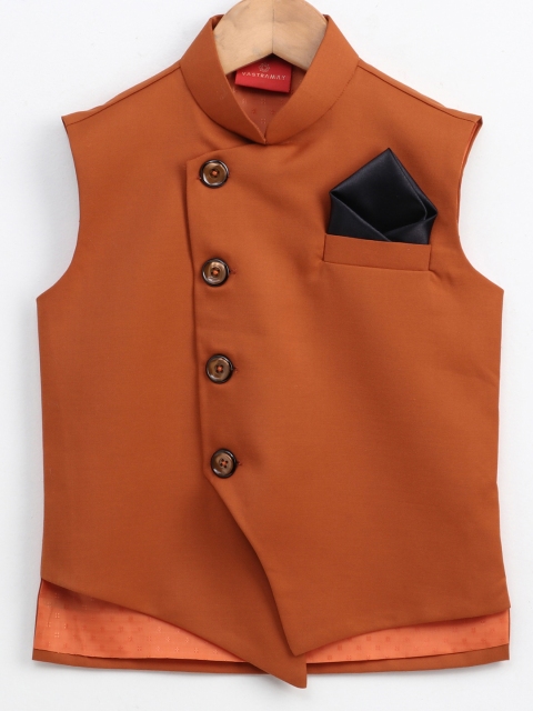 

JBN Creation Boys Orange Solid Nehru Jacket