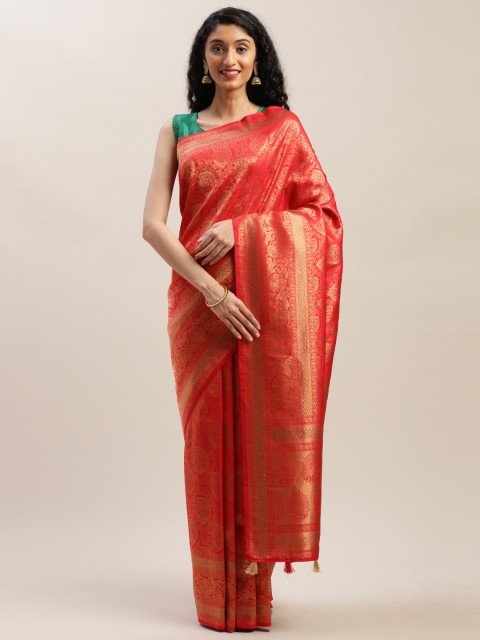 

Soch Red & Gold-Coloured Pure Silk Woven Design Saree