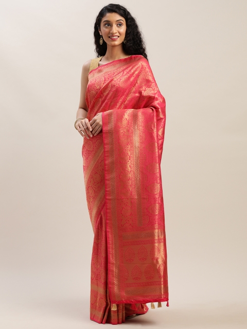 

Soch Magenta Pink & Golden Pure Silk Woven Design Saree