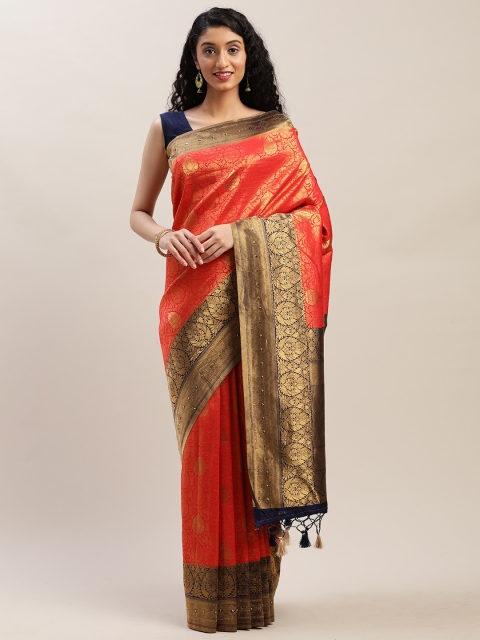 

Soch Red & Gold-Toned Woven Design Saree