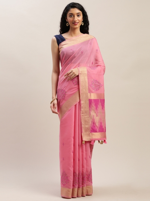 

Soch Pink Embroidered Poly Silk Saree