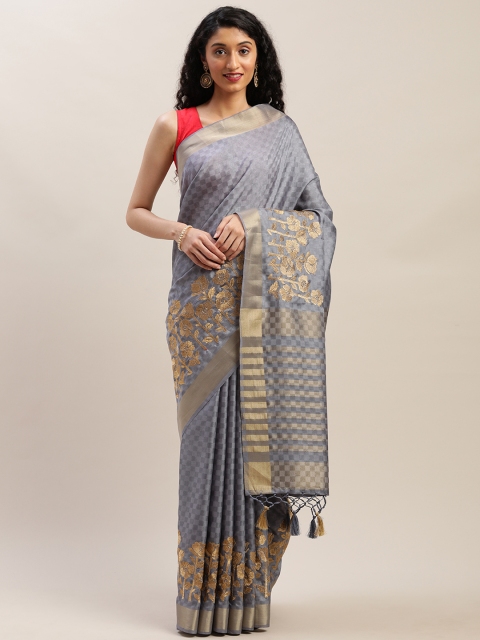 

Soch Grey & Beige Poly Silk Checked Saree