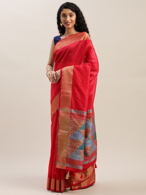 

Soch Red & Multicoloured Art Silk Embellished Saree