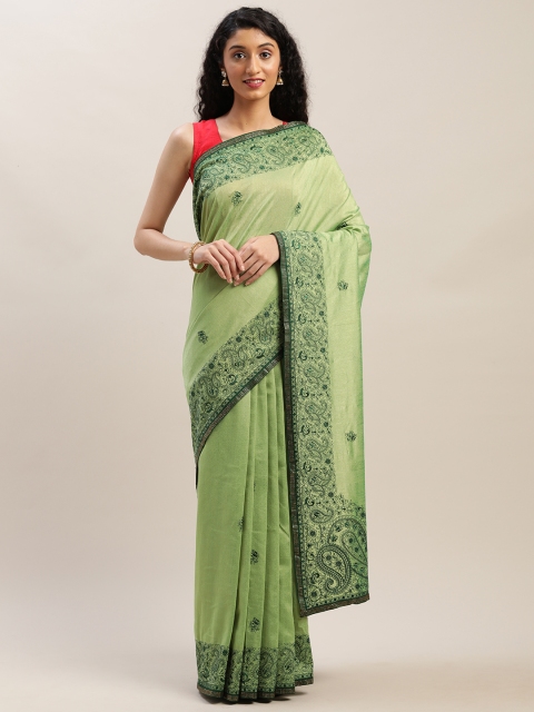 

Soch Green Embroidered Poly Silk Saree