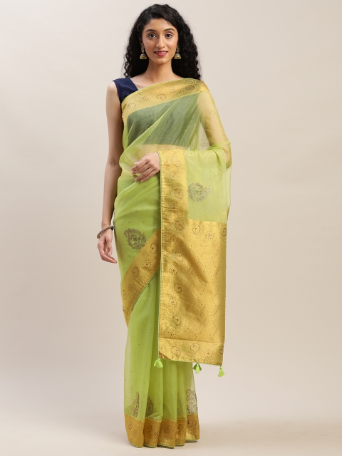 

Soch Green & Beige Organza Embroidered Saree