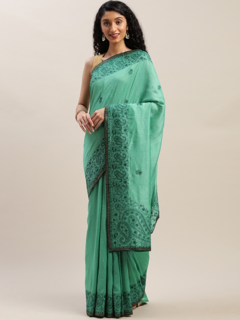 

Soch Green & Black Poly Silk Embroidered Saree