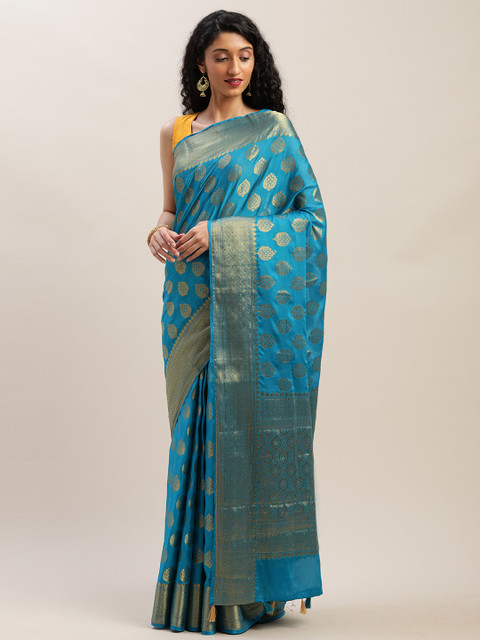 

Soch Blue Woven Design Pure Chiffon Saree