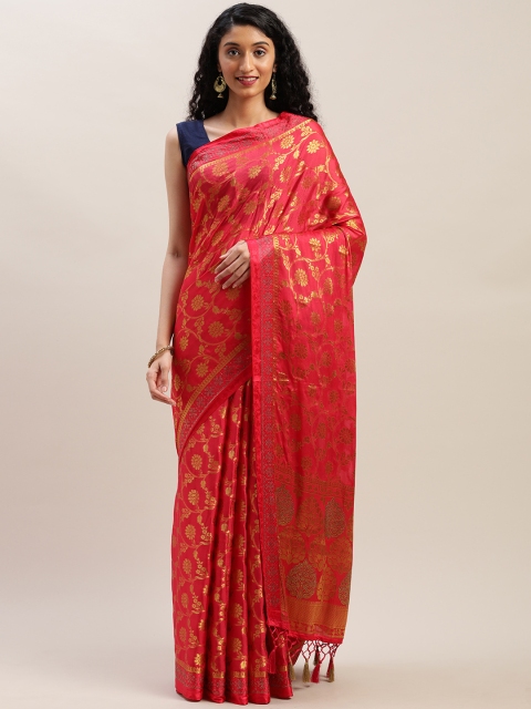 

Soch Pink & Golden Poly Crepe Woven Design Saree