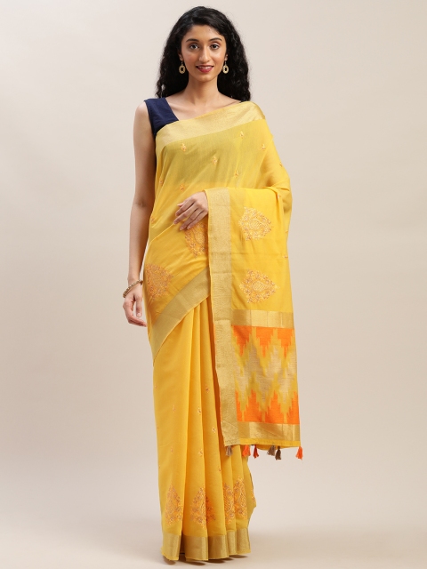 

Soch Yellow & Beige Poly Silk Embroidered Saree