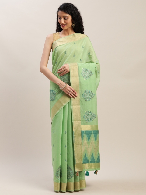 

Soch Green & Beige Poly Silk Embroidered Saree