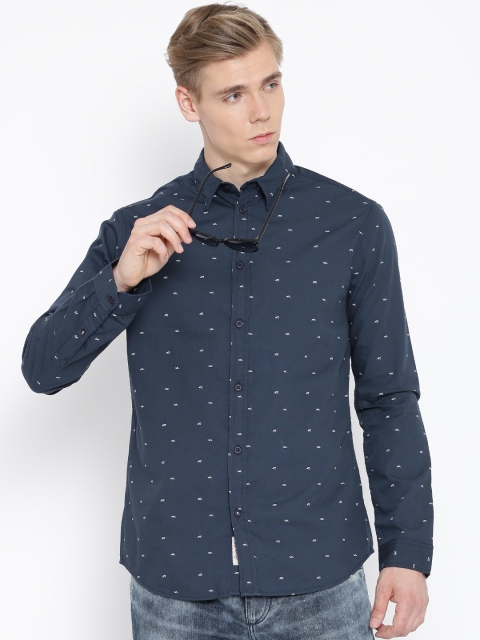 

Jack & Jones Navy Printed Slim Casual Shirt, Navy blue