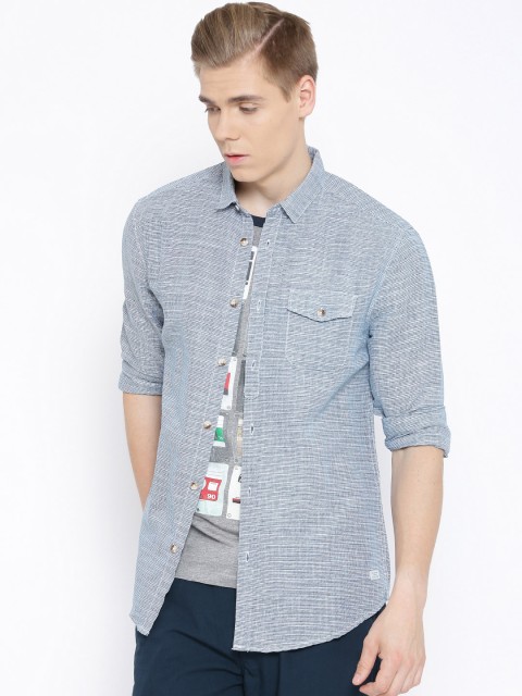 

Jack & Jones Blue Linen Slim Casual Shirt