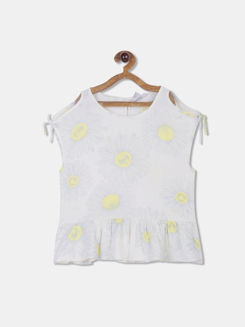 

The Childrens Place Girls White & Yellow Floral Print Top