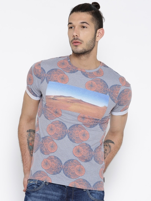

Jack & Jones Blue & Orange Printed T-shirt