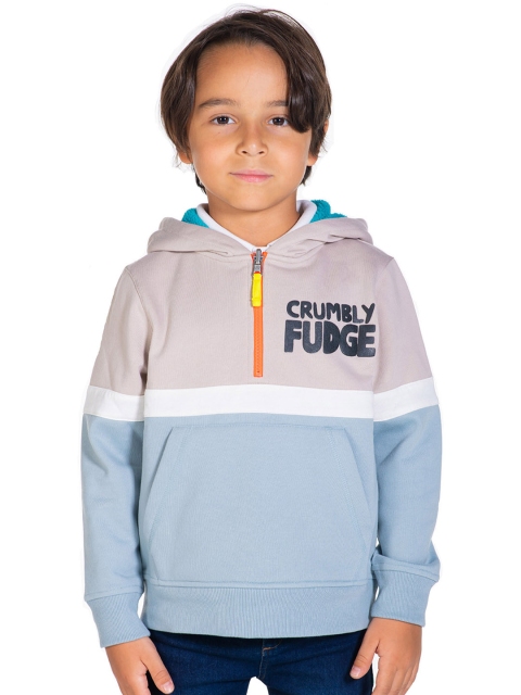 

Cherry Crumble Boys Peach-Coloured & Grey Colourblocked Hooded Sweatshirt