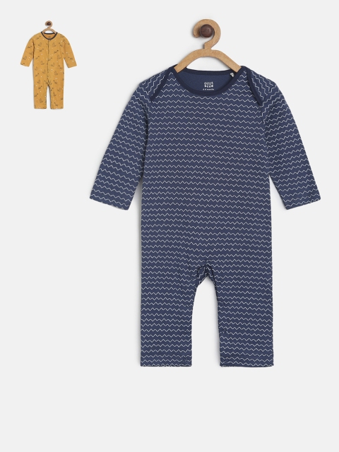 

MINI KLUB Infant Boys Pack Of 2 Printed Rompers, Navy blue