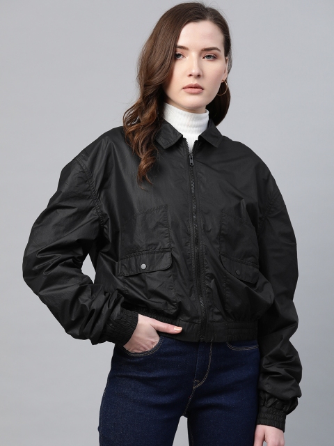 

Bhaane Women Black Solid Tailored Jacket