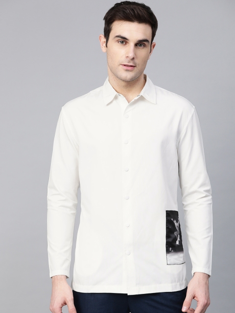 

Bhaane Men White Pure Cotton Solid Casual Shirt