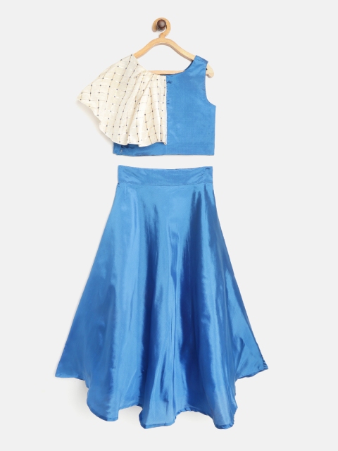 

Readiprint Fashions Blue & Beige Solid Ready to Wear Lehenga with Blouse
