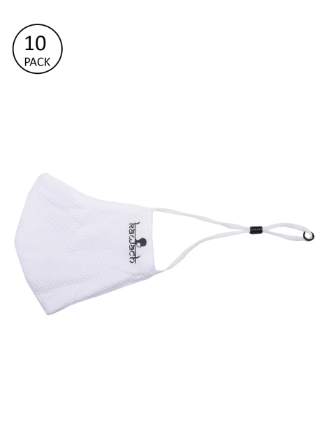

Kawach Unisex Pack of 10 White Reusable 3-Ply Patterned Cotton Cloth Masks