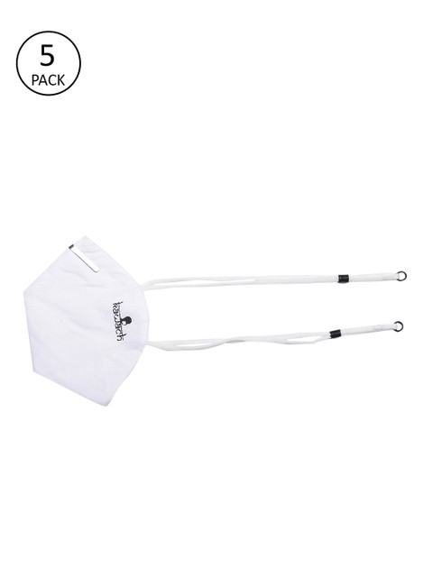 

Kawach Unisex Pack of 5 White Reusable 3-Ply Self-Checked Cotton Cloth Masks