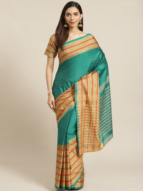 

Libas Teal Green Solid Saree