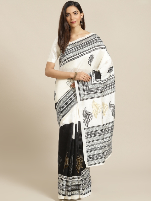 

Libas Off-White & Black Printed Saree