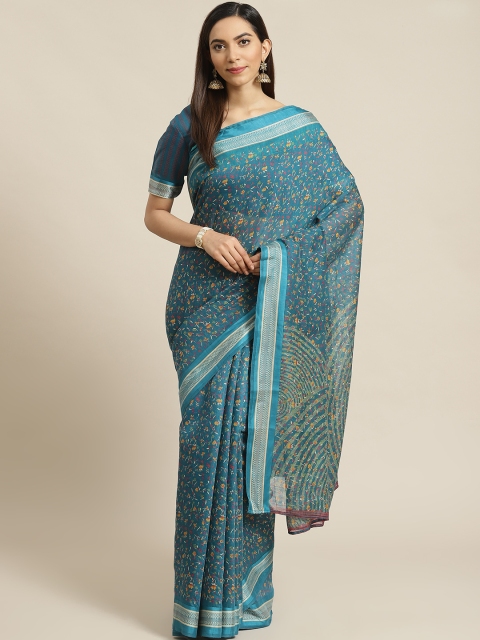 

Libas Blue & Yellow Printed Saree