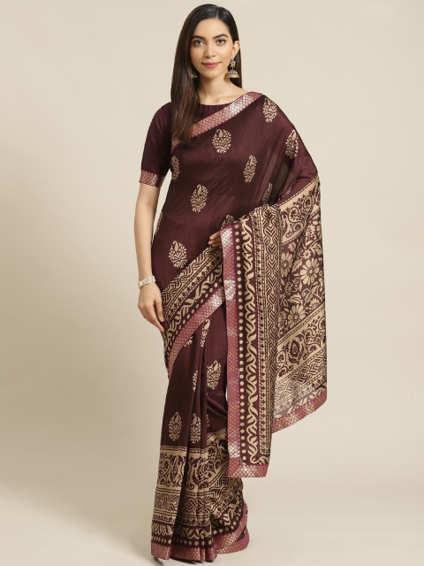 

Libas Burgundy & Beige Printed Saree
