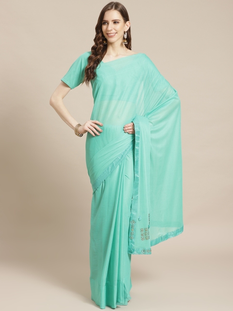 

Libas Sea Green Solid Saree