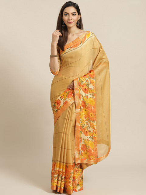

Libas Beige Solid Saree