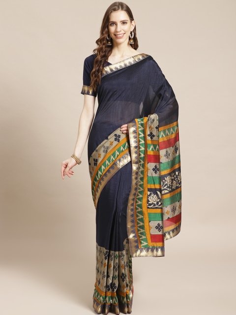 

Libas Navy Blue Solid Saree