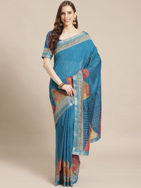 

Libas Blue Solid Saree