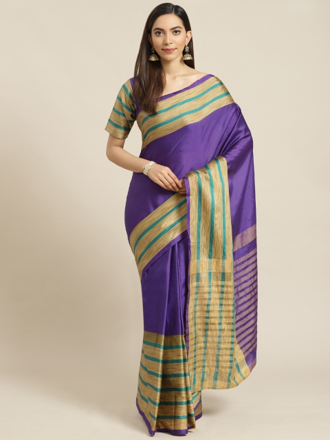 

Libas Blue & Green Satin Solid Saree