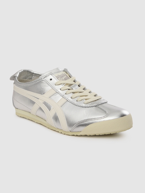 

Onitsuka Tiger Unisex Silver-Toned Mexico 66 Leather Sneakers