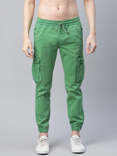 

The Roadster Lifestyle Co Men Solid Green Joggers Style Cropped Cargos