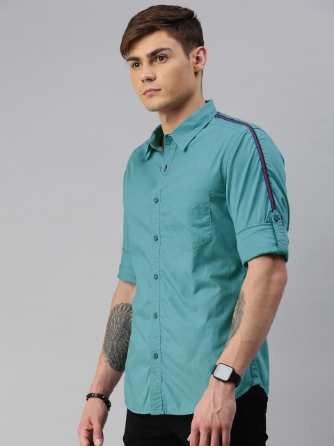 

Roadster Men Fast & Furious taped sleeve Blue Shirt