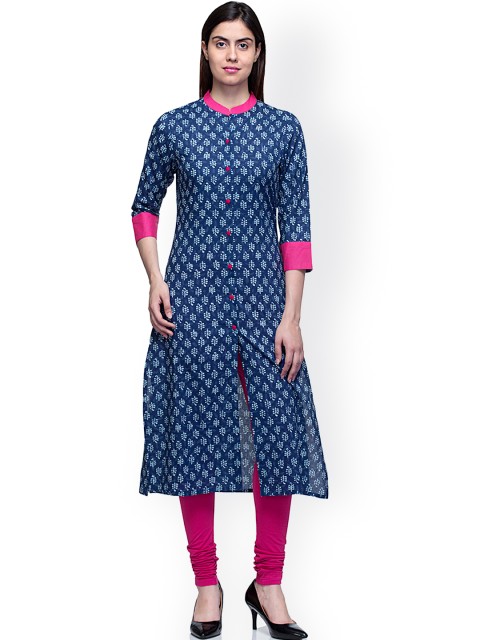

Laabha Blue Block Print Kurta