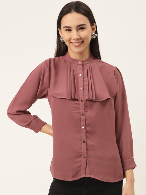 

SHECZZAR Women Dusty Pink Regular Fit Solid Casual Layered Shirt