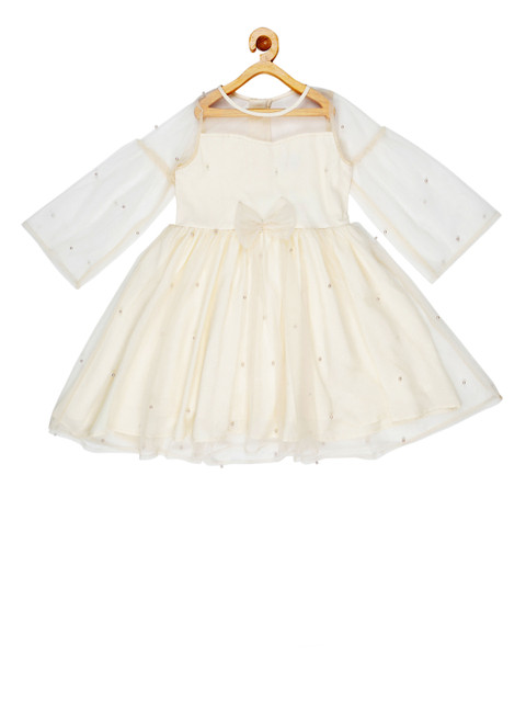 

YOUNG BIRDS Girls Cream Embellished Fit and Flare Dress
