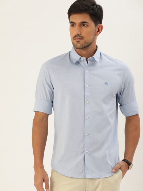 

PETER ENGLAND UNIVERSITY Men Blue Slim Fit Solid Casual Shirt