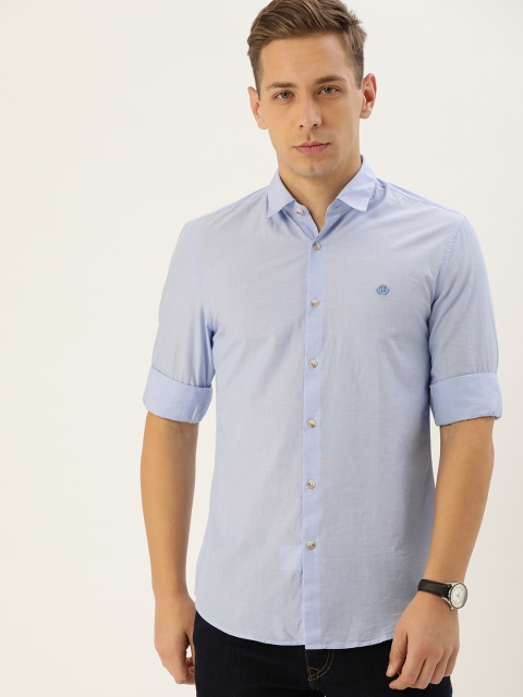 

PETER ENGLAND UNIVERSITY Men Blue Super Slim Fit Solid Casual Shirt