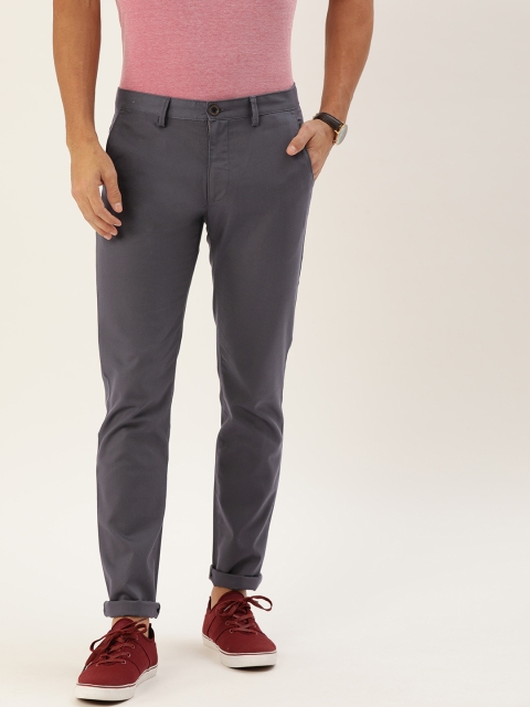 

PETER ENGLAND UNIVERSITY Men Grey Super Slim Fit Solid Chinos