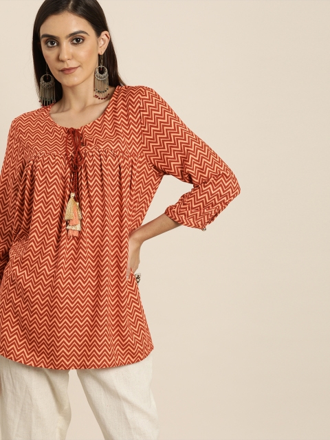 

all about you Women Rust Printed Kurti