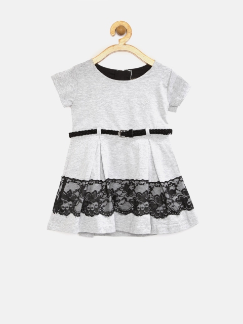 

GJ Unltd Jeans by Gini & Jony Girls Grey Melange Fit & Flare Dress with Belt