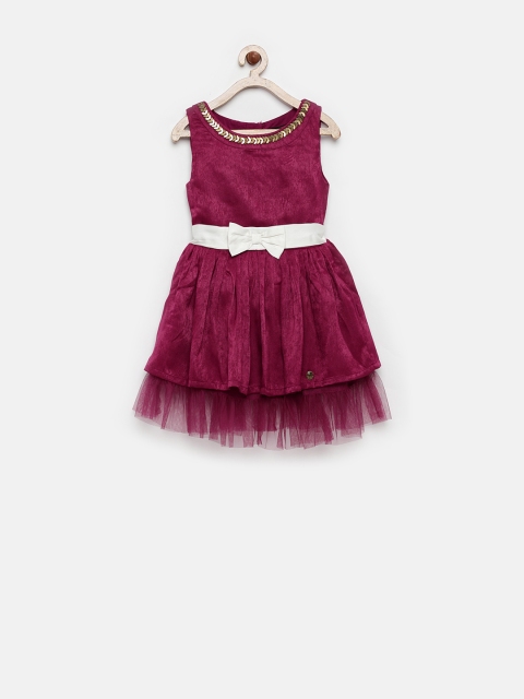 

Gini & Jony Girls Burgundy Fit & Flare Dress