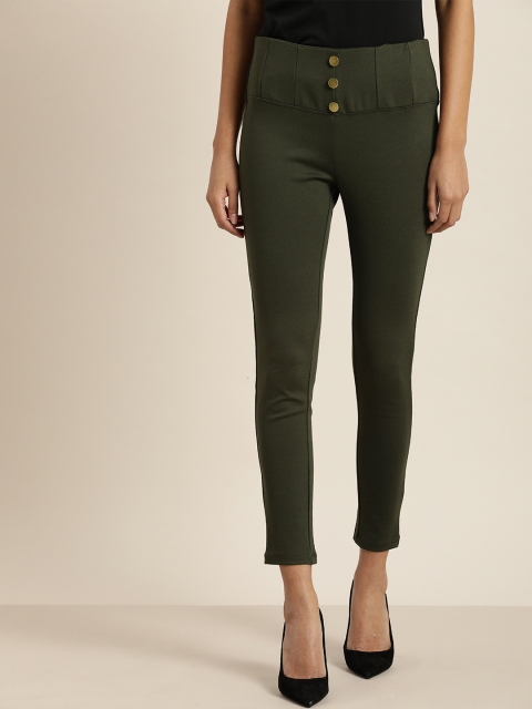 

all about you Women Olive Green Solid Jeggings