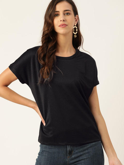 

all about you Women Black Solid Extended Sleeves T-shirt