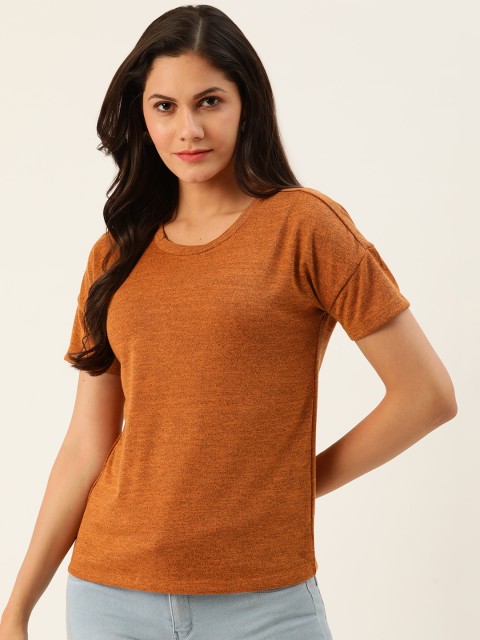 

all about you Women Mustard Yellow Solid Round Neck T-shirt