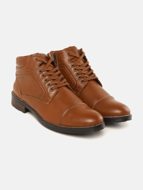 

The Roadster Lifestyle Co Men Tan Brown Mid-Top Flat Boots